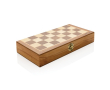 Houten, opvouwbaar schaakspel met logo kleur bruin