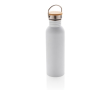 Enkelwandige RVS fles met logo (700ml) kleur wit