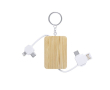 Bamboe sleutelhanger / oplader met logo kleur wit