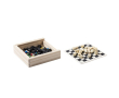 Set aan spelletjes met logo (o.a. dammen) kleur hout