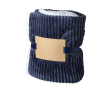Zachte, deken met logo en kleurenlint kleur marineblauw
