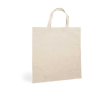 Katoenen tas met logo en korte hendels kleur naturel