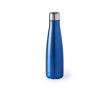 Stalen waterfles met logo kleur blauw