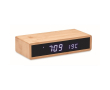 Draadloze oplader met logo en wekker kleur hout