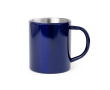 Metalen mok met logo kleur blauw