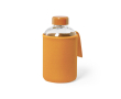 Glazen waterfles met softshell hoesje kleur oranje