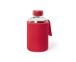 Glazen waterfles met softshell hoesje kleur rood
