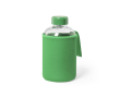 Glazen waterfles met softshell hoesje kleur groen