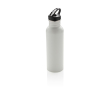 Metalen waterfles met logo en drinktuit kleur wit