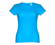 Katoenen T-shirts met logo voor vrouwen in de kleur cyaan blauw