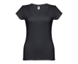 Bedrukte T-shirts met V-hals voor dames in de kleur zwart