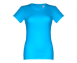 Getailleerde dames shirts met logo in de kleur cyaan blauw