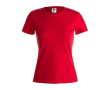 Katoenen dames T-shirts met logo, 150 g/m2 in de kleur rood