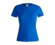 Katoenen dames T-shirt voor reclame in de kleur blauw