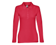 Bedrukte damespolo met lange mouw, 210 g/m2 in de kleur rood