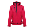 Dames softshell regenjas met logo, 280 g/m2 in de kleur rood