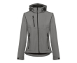 Dames softshell regenjas met logo, 280 g/m2 in de kleur grijs