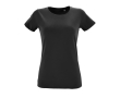 Katoenen dames T-shirts met opdruk, 150 g/m2 in de kleur zwart