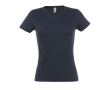 Dames T-shirts met logo, 150 g/m2 in de kleur donkerblauw