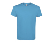 Katoenen unisex T-shirts met logo, 190 g/m2 in de kleur cyaan blauw