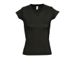 Katoenen dames T-shirts met V-hals, 150 g/m2 in de kleur zwart