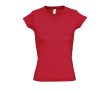 Katoenen dames T-shirts met V-hals, 150 g/m2 in de kleur rood