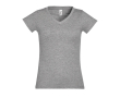 Katoenen dames T-shirts met V-hals, 150 g/m2 in de kleur gemarmerd grijs