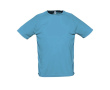 Sportief ademend T-shirt met logo in de kleur cyaan blauw
