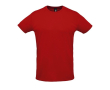 Sportieve unisex T-shirts met logo, 130 g/m2 in de kleur rood