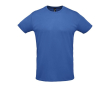 Sportieve unisex T-shirts met logo, 130 g/m2 in de kleur koningsblauw