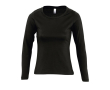 Damesshirt met lange mouwen, 150 g/m2 in de kleur zwart