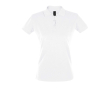 Dames poloshirt met opdruk, 180 g/m2 in de kleur wit