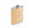 Metalen heupfles met bamboe afwerking kleur beige
