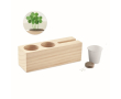 Houten telefoon- en pennenhouder met logo kleur hout
