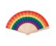 Houten waaier met logo en regenboogdesign kleur meerkleurig