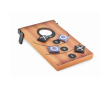 Spellen met logo: zandzakwerpspel en tic-tac-toe kleur hout