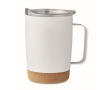 Metalen mok met logo en kurken bodem kleur wit