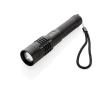 Oplaadbare usb zaklamp met logo kleur zwart