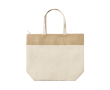 Bedrukte koeltas van jute en katoen kleur beige