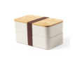 Dubbele broodtrommel met logo kleur naturel