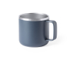 Tweekleurige rvs mok met logo kleur marineblauw