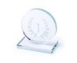 Ronde trofee met bedrijfslogo kleur doorzichtig