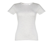 Katoenen T-shirts met logo voor vrouwen kleur lichtgrijs gemarmerd