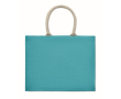 Jute winkel of strandtas kleur turkoois