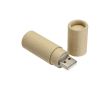 Cilindervormige usb van gerecycled karton kleur beige
