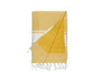 Handdoek pareo met badstof decoratie kleur geel