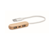 USB hub met 3 poorten in houten koffer kleur hout