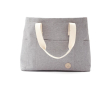 Gerecyclede strandtas met logo en dubbele hengsels kleur grijs