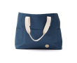 Gerecyclede strandtas met logo en dubbele hengsels kleur blauw