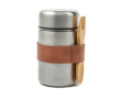 Thermische lunchbox van rvs met houten lepel kleur zilver